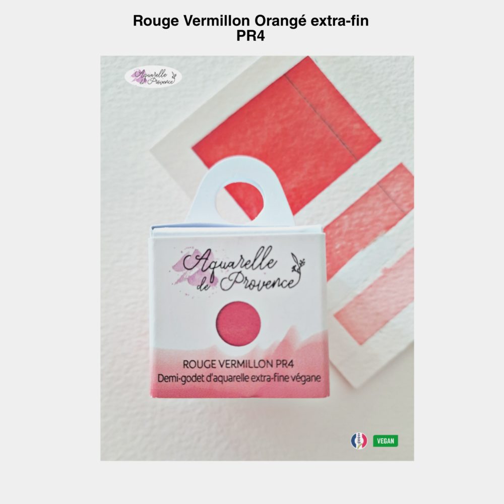 Rouge Vermillon Orangé (311) extra-fin :  PR4  -  ***  -   Transparent Pigment minéral de synthèse extra-fin, fixe et solide. Demi-godet biosourcé et biodégradable / packaging recyclable